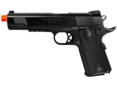 WE M1911 Tactical Gas Pistol, Black w/Blk Grips