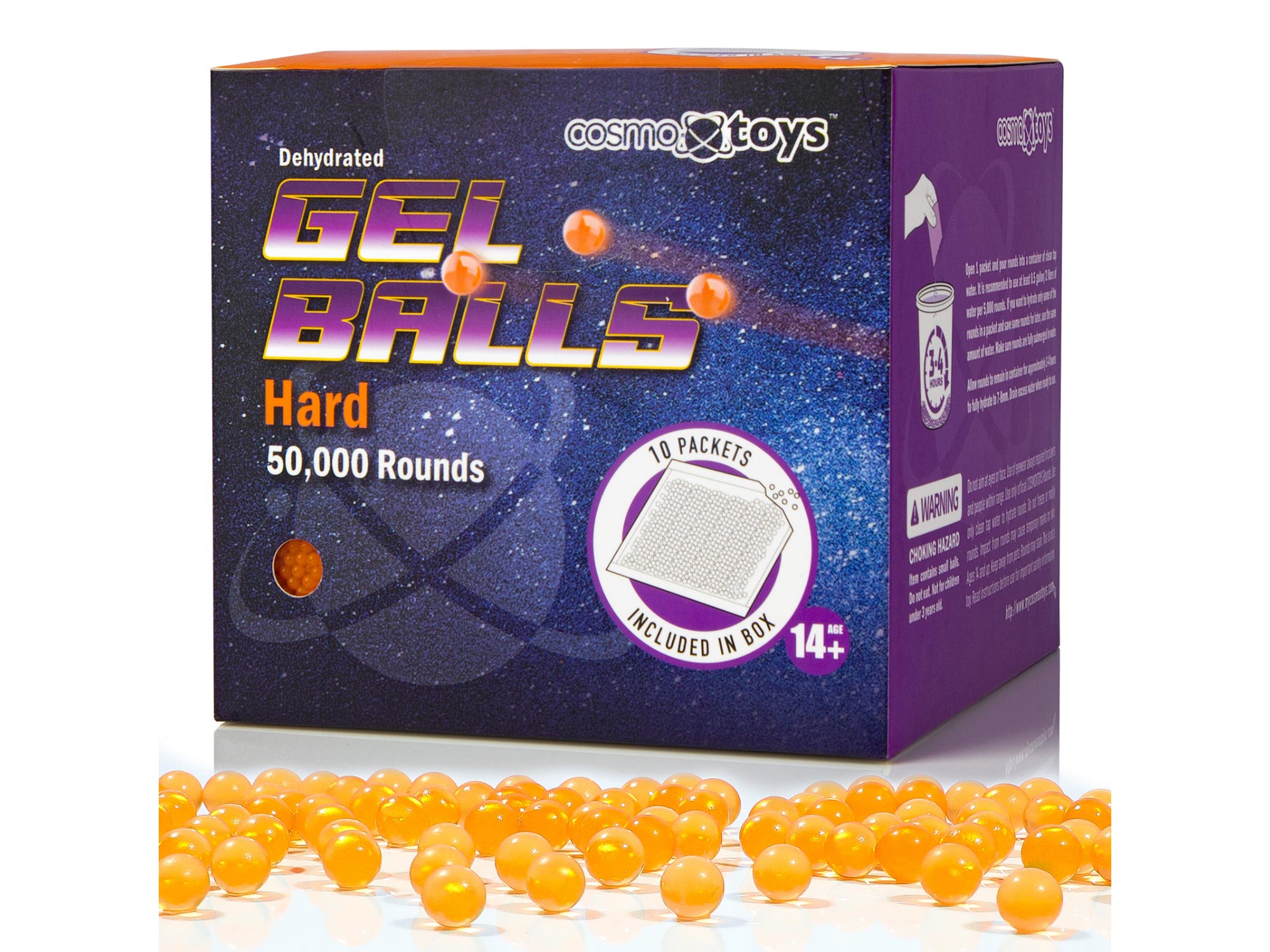 CosmoxToys 50K Orange Gel Balls (Hard), 7.5 mm