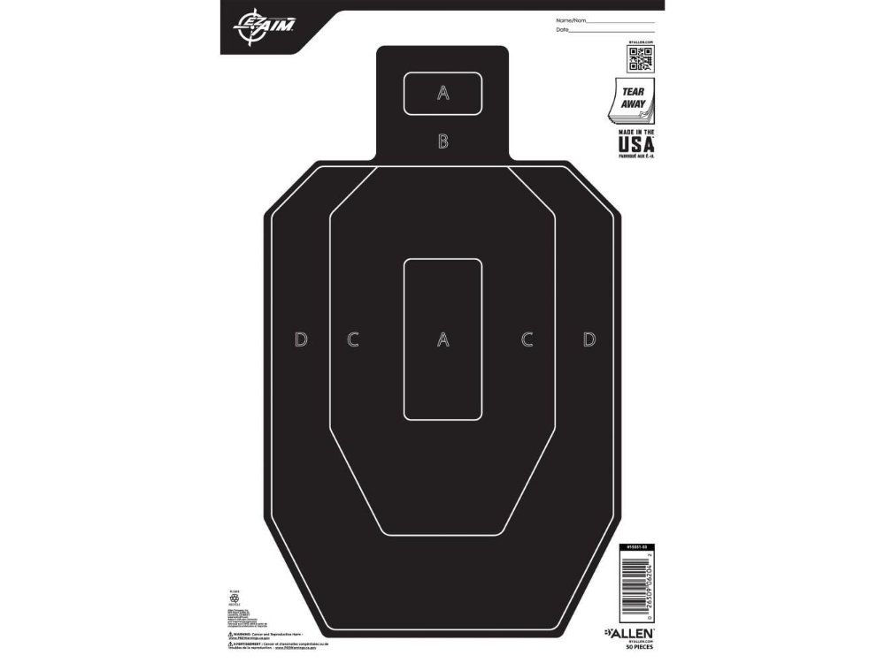 Allen EZ Aim IPSC Silhouette Paper Shooting Targets, 50 Count