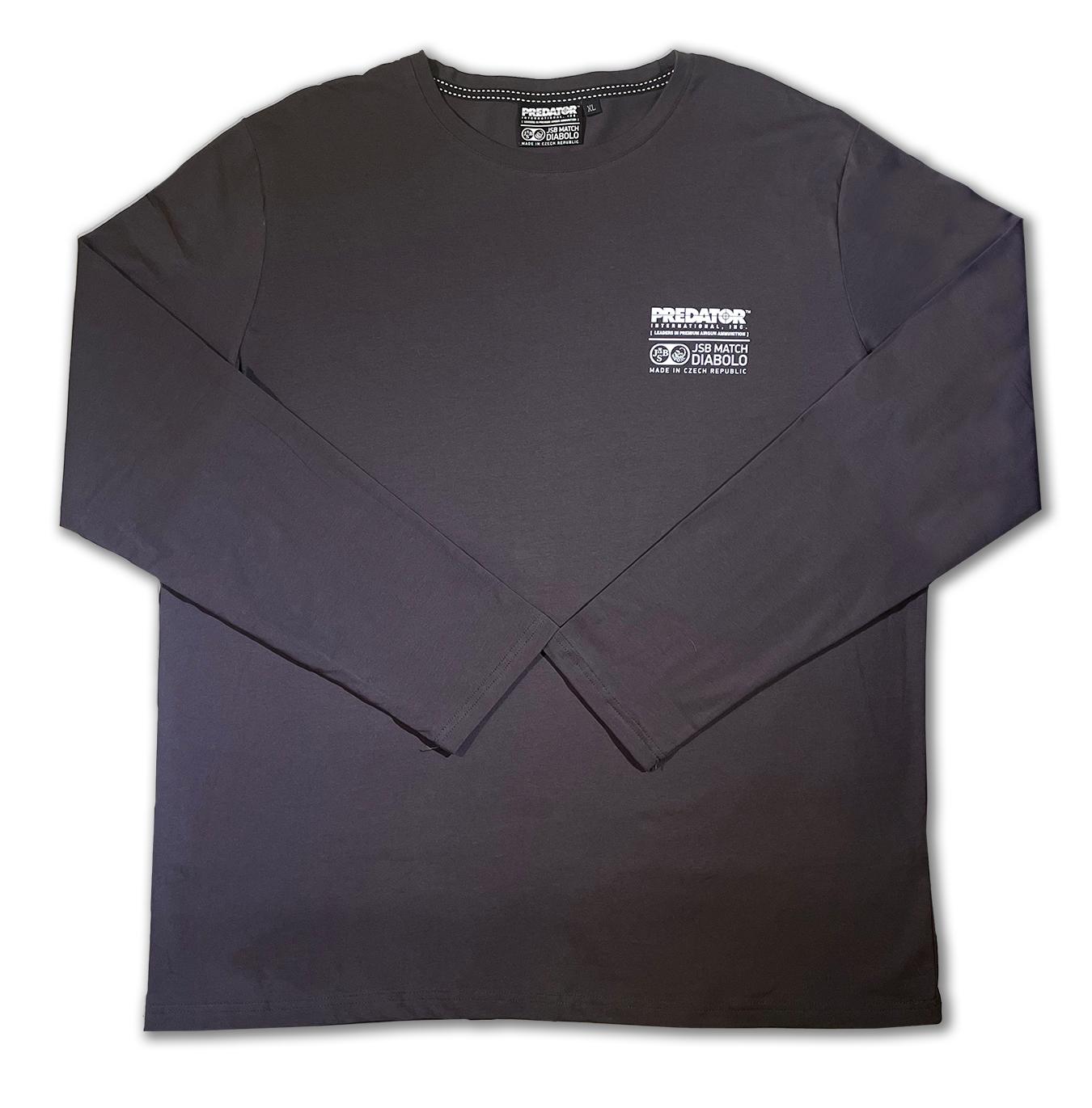 JSB Predator Long Sleeve Cotton/Spandex T-Shirt, Grey, Extra Large