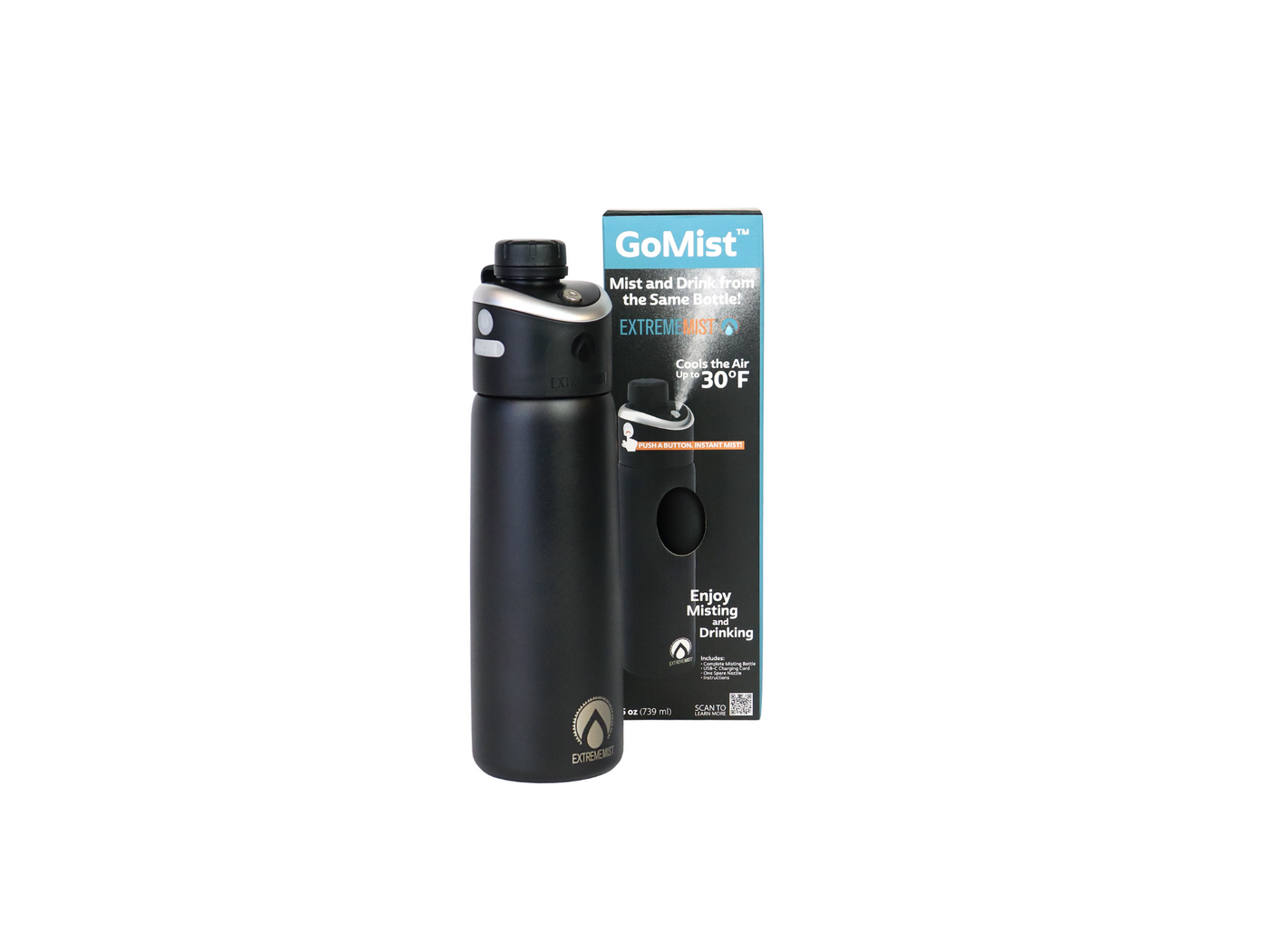 ExtremeMist GoMist Misting & Drinking Bottle (Midnight Black)