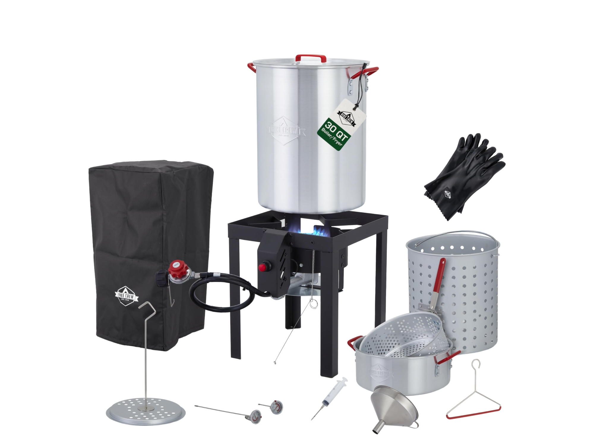 Hike Crew 15-Piece Outdoor Propane Turkey Fryer Kit, 30qt & 10qt