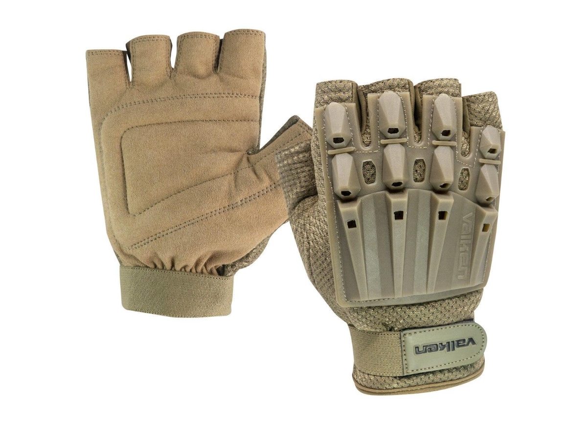 Valken Alpha Half Finger Gloves, XS/S, Tan, Small