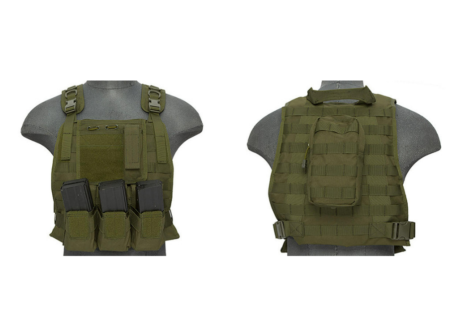 Lancer Tactical Molle Plate Carrier Vest, OD Green