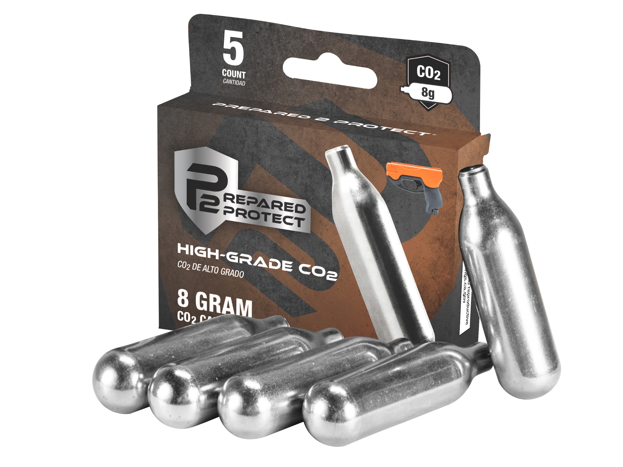 P2P 8 gram CO2 cylinders, 5 ct
