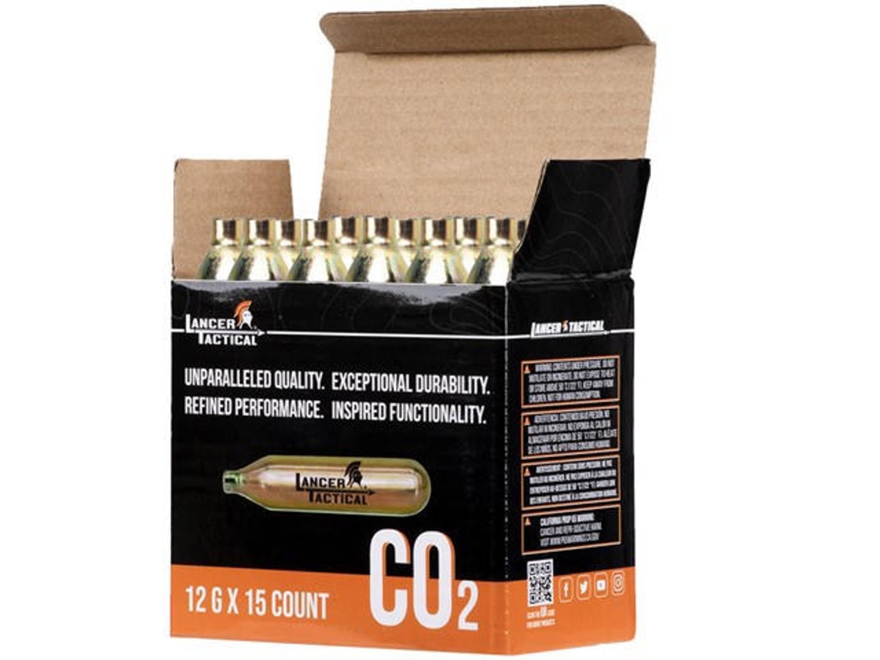 Lancer Tactical 12g CO2 Cartridges for Airsoft/Airguns, 15 Pack
