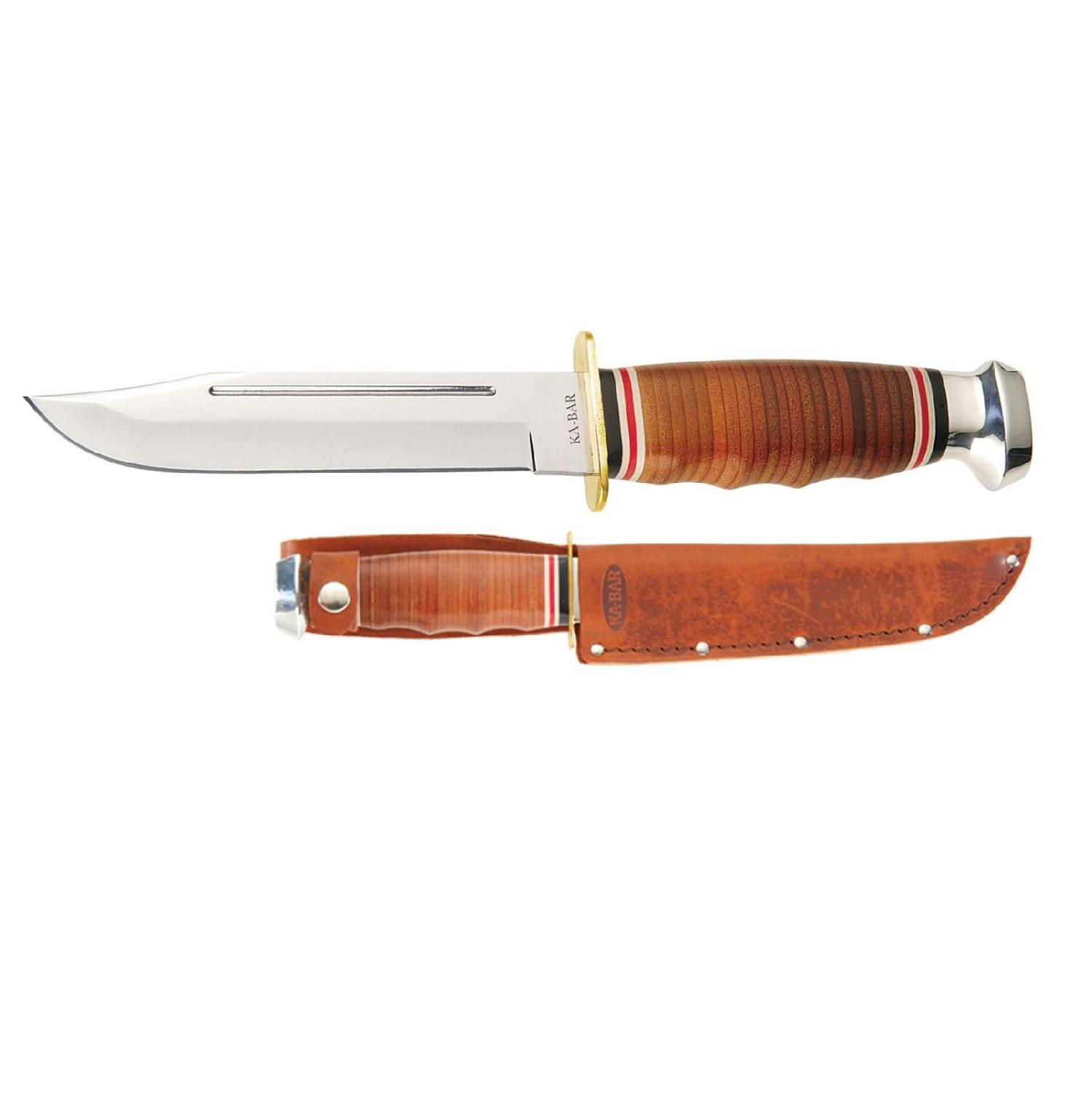 Ka-Bar Marine Hunter Fixed 5.8 in Blade Leather Handle