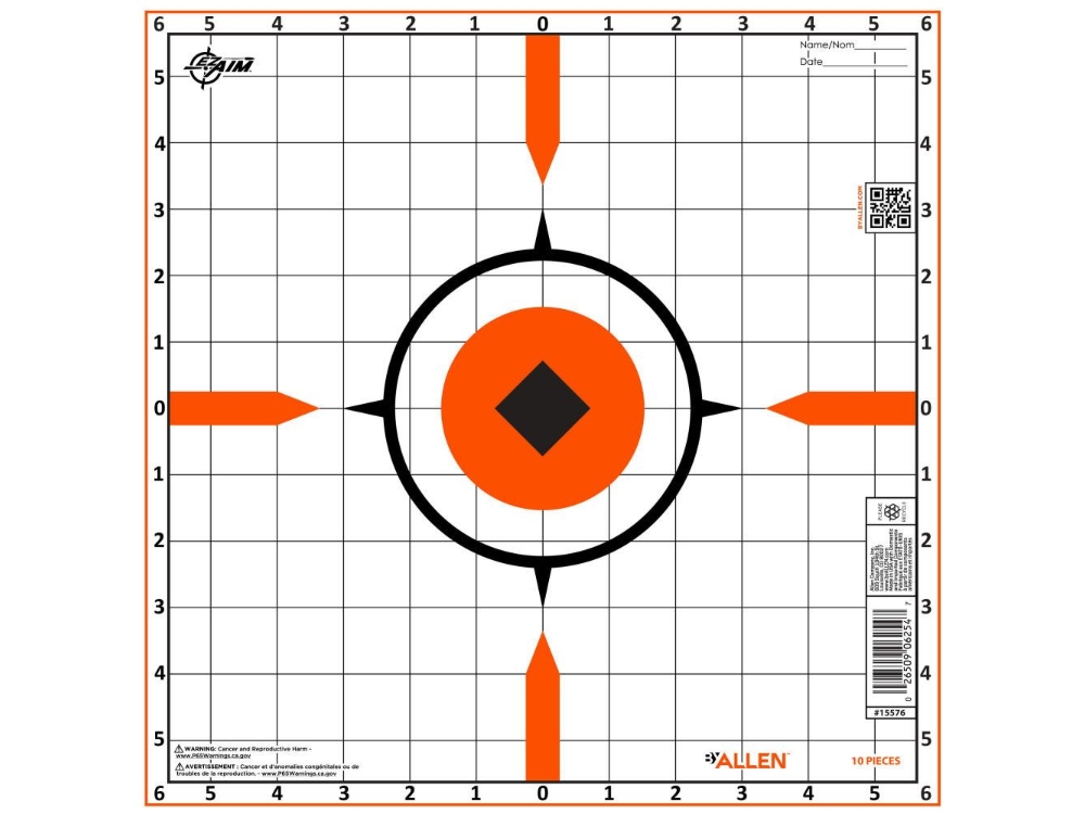 Allen EZ Aim Rigid Paper ight-In Grid Targets, None