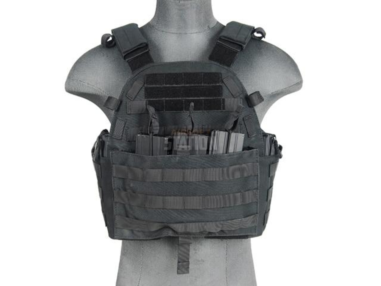 Lancer Tactical Plate Carrier W/ Triple Inner Mag Pouch, Black