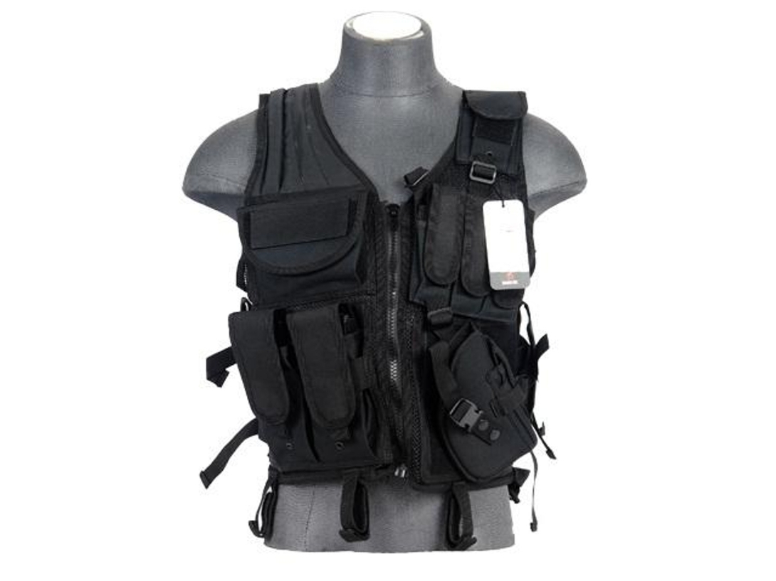 Lancer Tactical Cross Draw Tactical Vest, Black