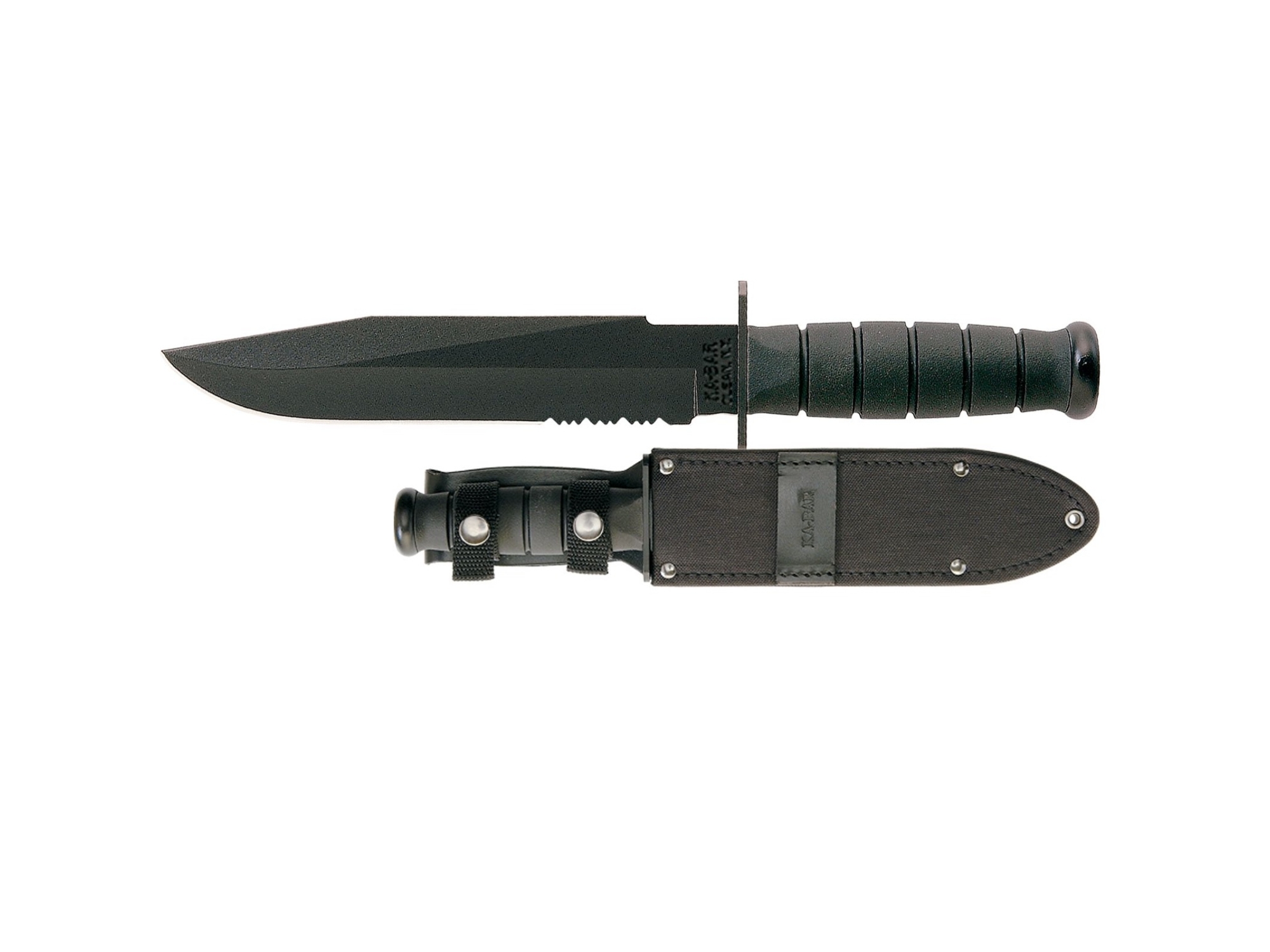 Ka-Bar Fixed 8.0 in Black Combo Blade Kraton Handle