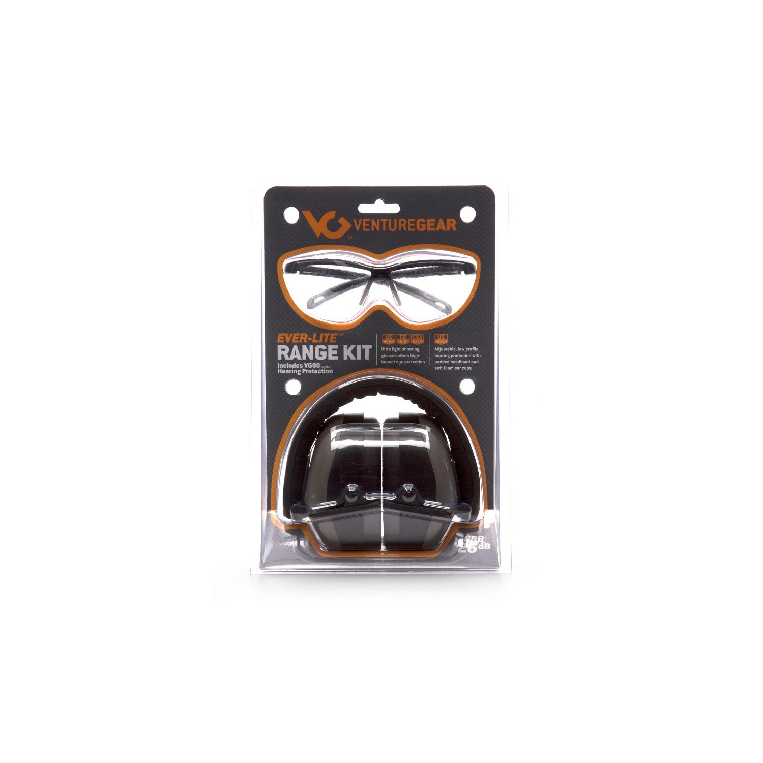 Venture Gear Ever-Lite Range Kit Clear Lens Gray Ear Muff