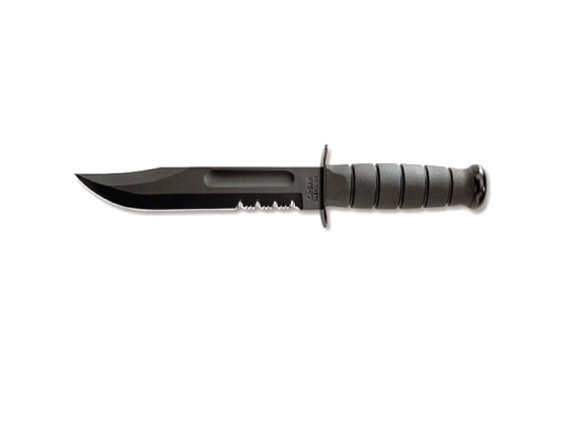 Ka-Bar Fixed 7.0 In Black Combo Blade Kraton Handle