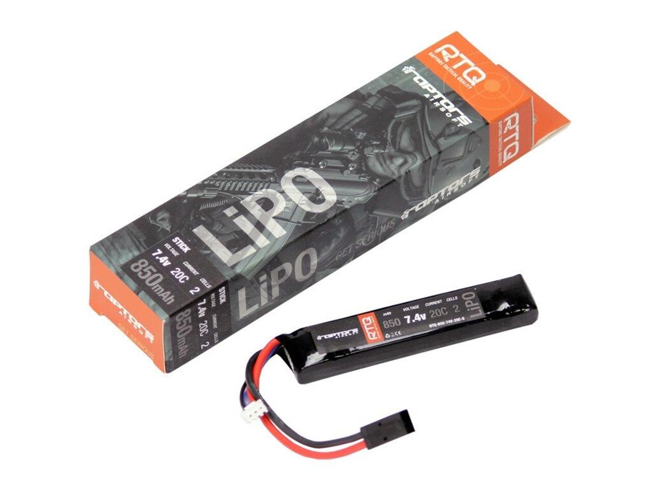 Raptor RTQ 7.4V 850 MAh 20C Mini LiPO Airsoft Battery