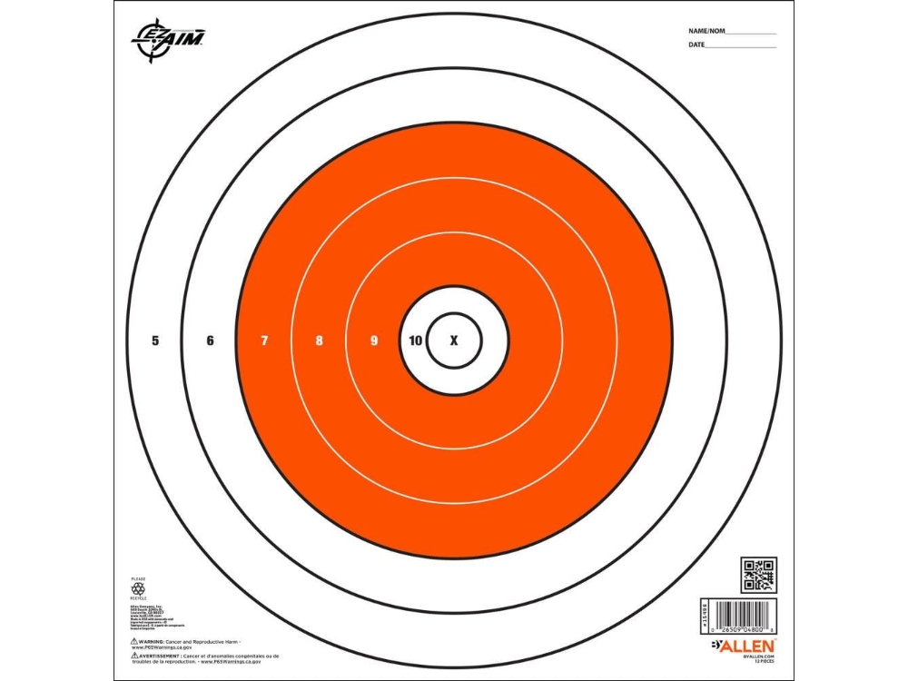 Allen EZ Aim Square Paper Bullseye Shooting Targets, None