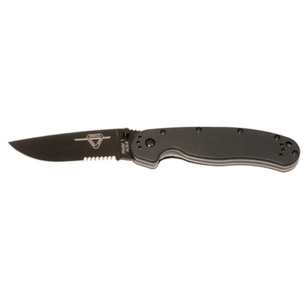 Ontario Knife  RAT1 Folder 3.625 in Blak Combo Blade Blk GFN Hndl