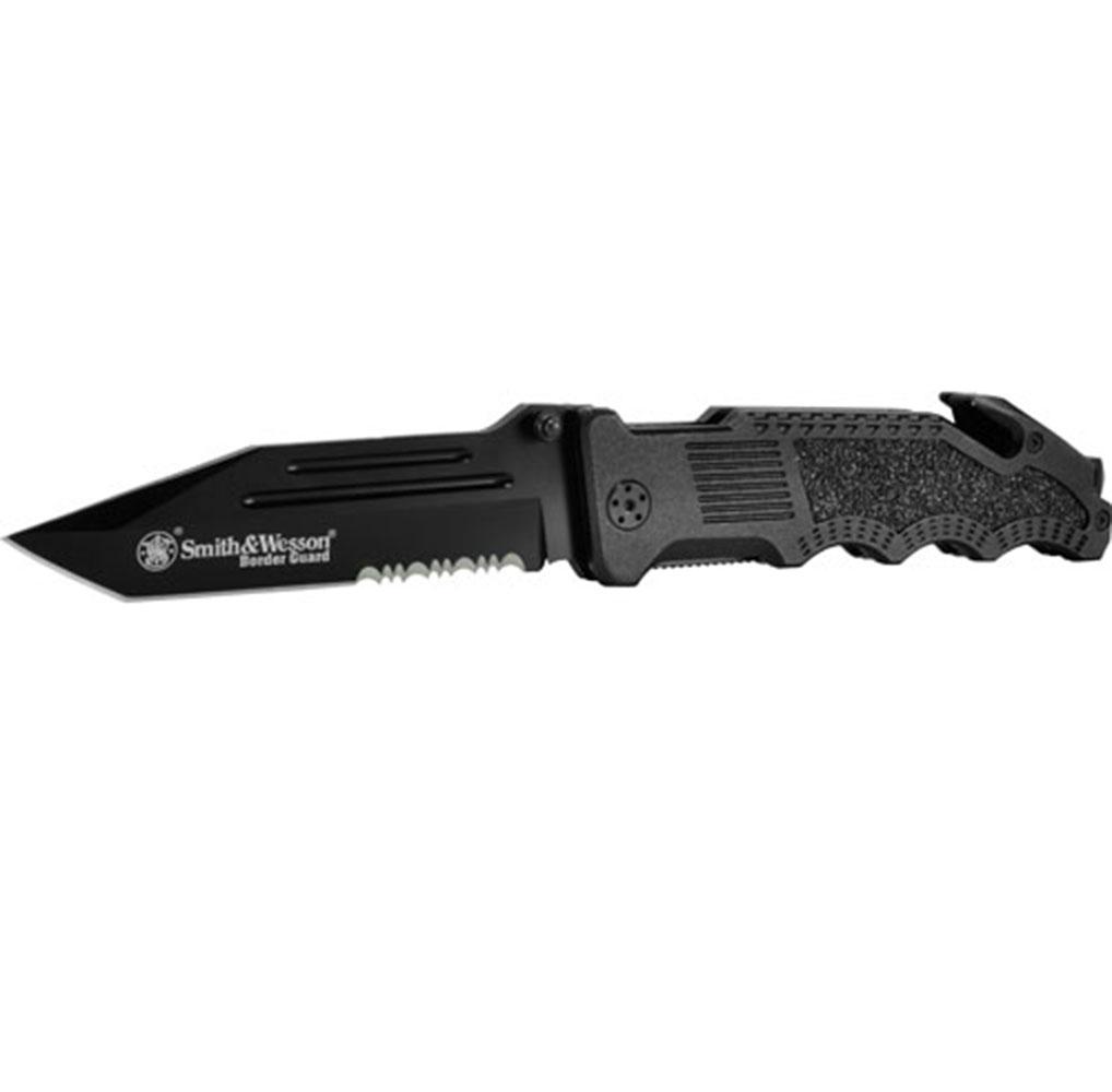 Smith & Wesson Border Guard Folder 4.5 in Black Combo Blade Alu