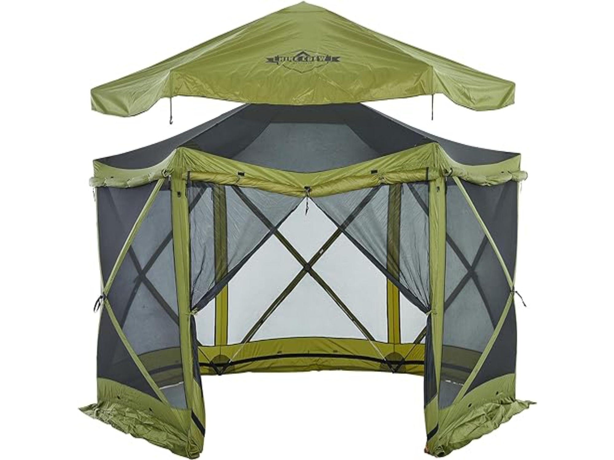Hike Crew 13 x 13 Screened Roof Pop Up Gazebo Tent (6-Sides), Green