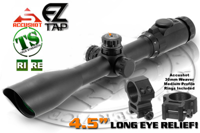 Leapers Accushot 3-9x44 Tactedge Rifle Scope, Illuminated Mil-Dot Reticle, 1/4 MOA, 30mm Tube, See-Thru Weaver Rings