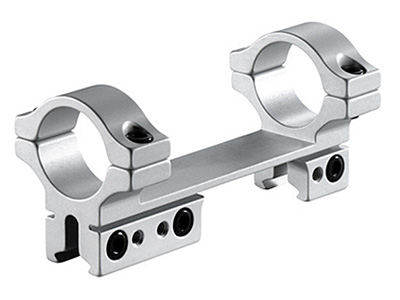 BKL 1-Pc Mount, 4 Long, 1 Rings, 3/8 or 11mm Dovetail, For Bolt-Action Guns, Silver