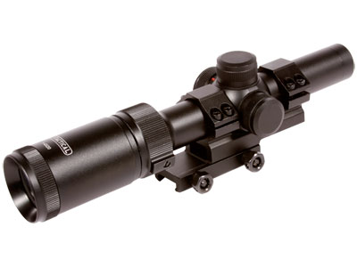 CenterPoint Adventure Class 1-4x20 Rifle Scope, Ill. Dot Reticle, 1/2 MOA, 3 MOA Dot, 1 Tube, Weaver Mount