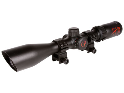 CenterPoint Optics 3-9x40 Zombie Sniper Rifle Scope, Illuminated Mil-Dot Reticle, 1/4 MOA, 1" tube, See-Thru Weaver Rings