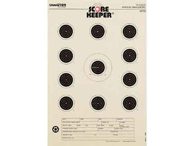 Champion 50-ft Scorekeeper Bullseye Air Rifle Target, 11 Bulls/Sheet, Fluorescent Orange Bull, 12ct