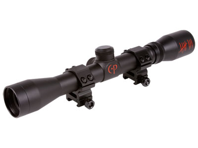 CenterPoint Optics 4x32 Zombie Sniper Rifle Scope, Duplex Reticle, 1/4 MOA, 1" Tube, See-Thru Picatinny Rings