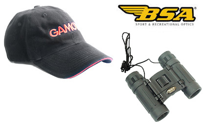 Free Gamo hat + binoculars 