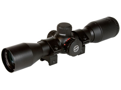 Hawke Sport Optics 1x32 Rifle, CQB & Crossbow Scope, Illuminated XB1 SR Reticle, 1/2 MOA, 1" Tube, Weaver Rings 