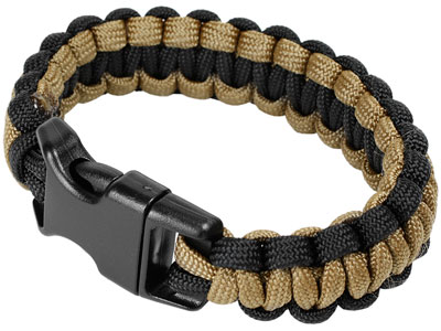 Mil-Spec Cobra Paracord Bracelet, Coyote/Black Color, 7"