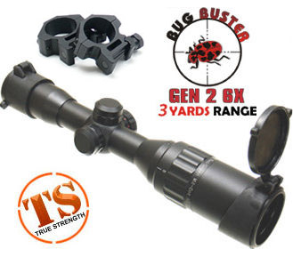 UTG 5th Gen 6x32AO Bug Buster Compact Rifle Scope, Gen 2, Illuminated Mil-Dot Reticle, 1/4 MOA, 1" Tube, See-Thru Weaver Rings