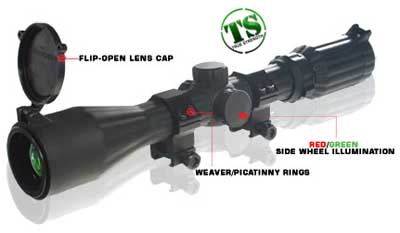 Leapers Golden Image 3-9x40 Rifle Scope, Illuminated Mil-Dot Reticle, 1/4 MOA, 25mm Tube, Weaver Rings, Rubberized Exterior