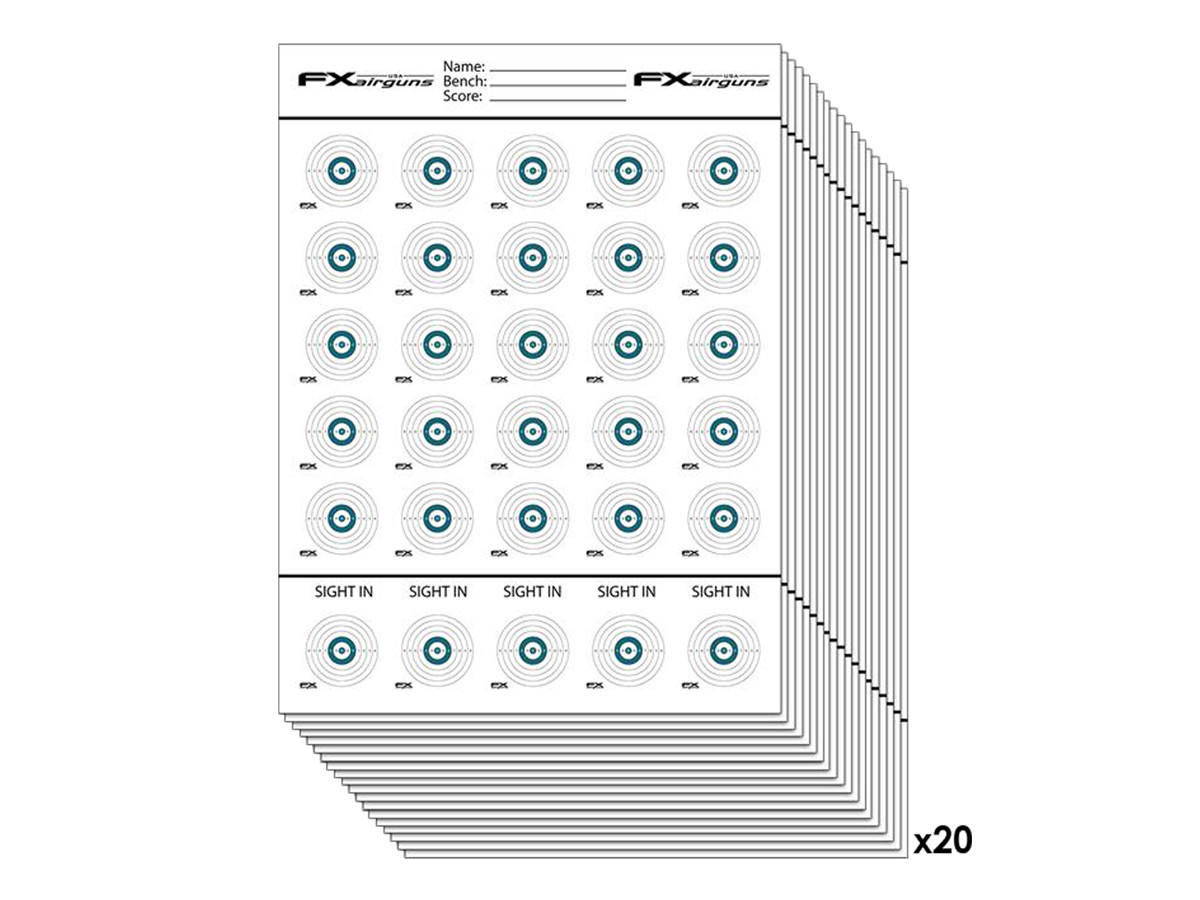 FX Airguns 100 Yard Benchrest Targets 3' x 4' - 20 Pack