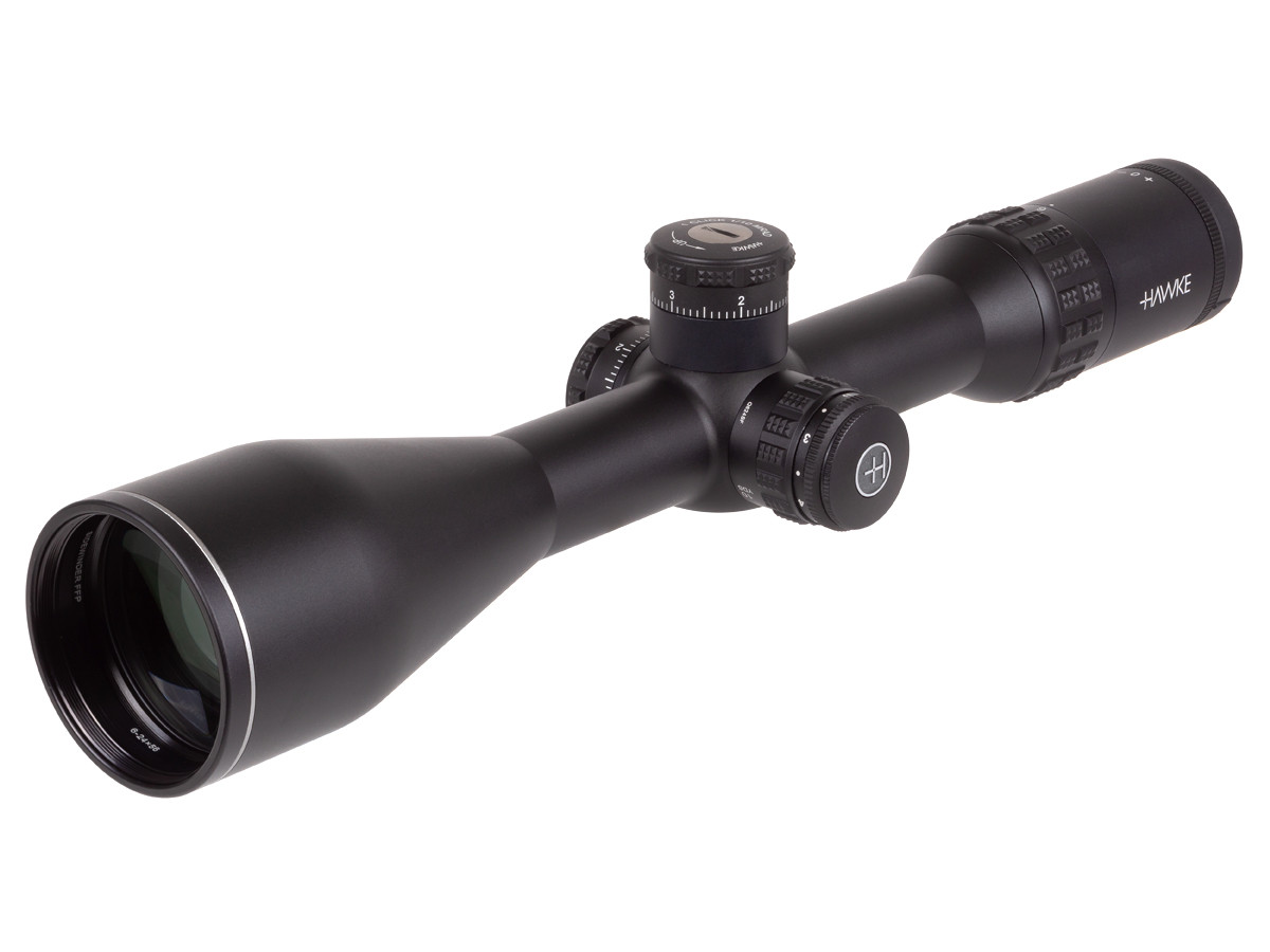 Refurbished Hawke Sidewinder 30 FFP 6-24x56, Illuminated Half Mil Reticle, 30mm Tube