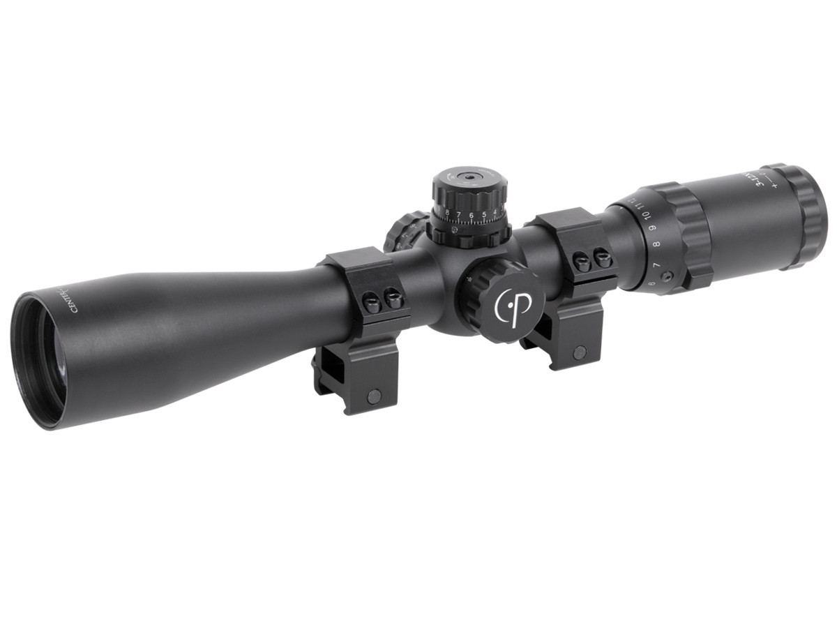 CenterPoint 3-12x44 PLT Rifle Scope, Pic. Rings