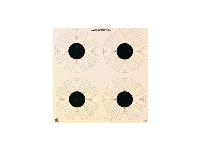 National Target NRA 10-Meter Air Pistol Bullseye Target, 4 Bulls/Page, 100ct