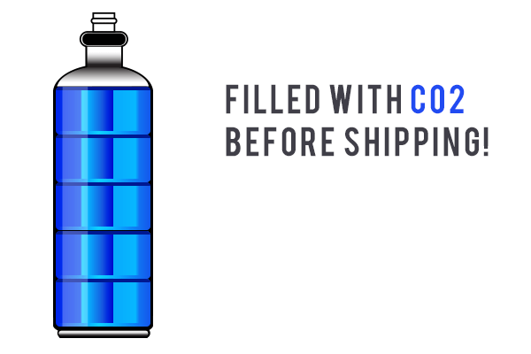 CO2 Tank, Filled, 12 oz., Refillable, Ships Filled