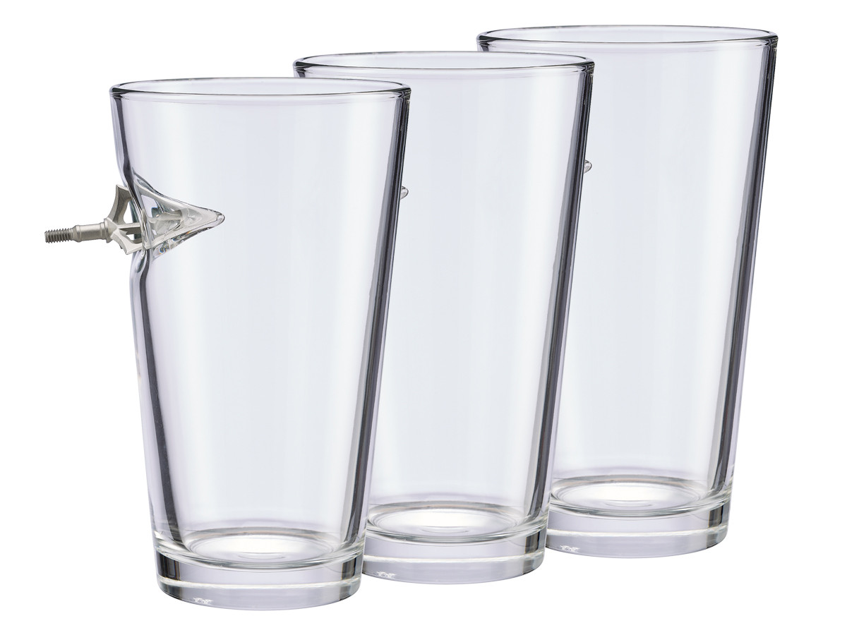 Benshot Broadhead 16oz Pint Glass, 3 Pack