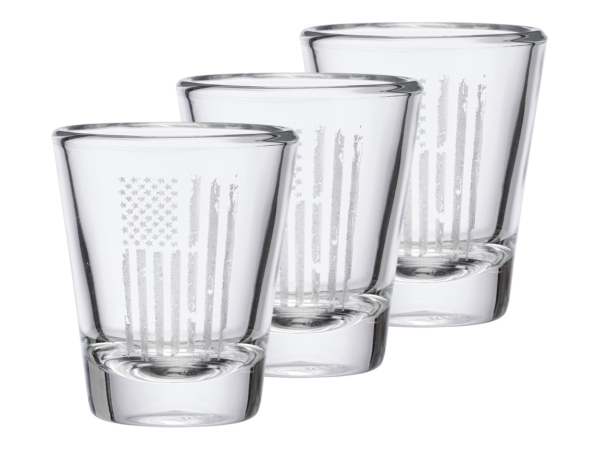 Benshot Patriotic Flag 2oz Shot Glass, 3 Pack