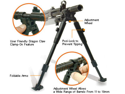 UTG Low-Profile Dragon Claw Clamp-on Barrel Bipod