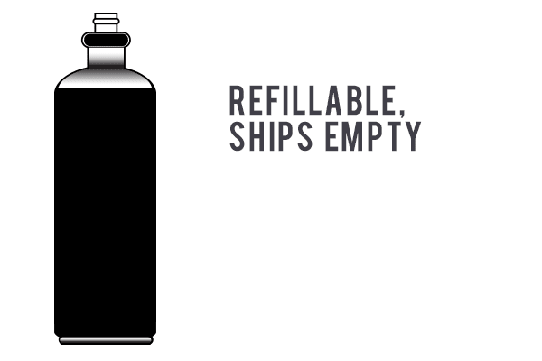 CO2 Tank, 20 oz., Refillable, Ships Empty