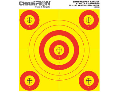 Champion 5-Bull Paper Target, Yellow/Orange, 8.5x11, 12/pk