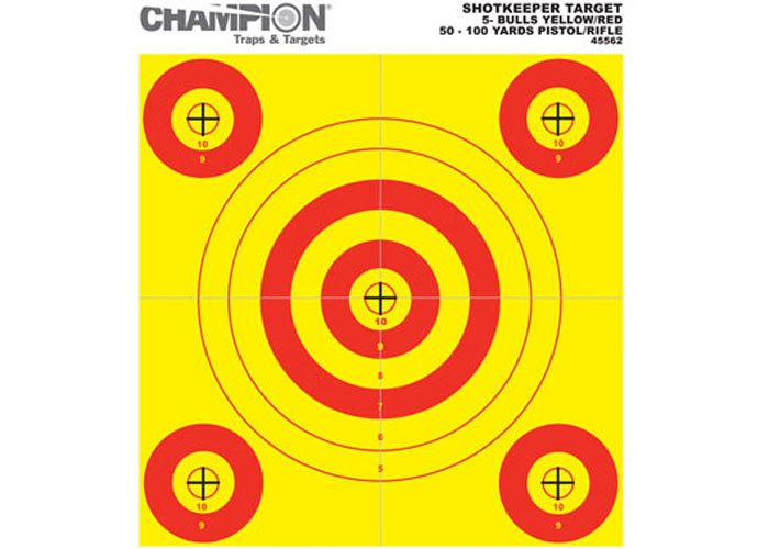 Champion 5-Bull Paper Target, Yellow/Orange, 8.5x11, 12/pk