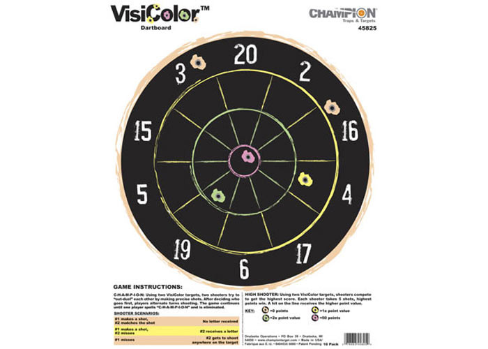 Champion VisiColor High-Visibility Paper Targets, Dartboard - 10pk
