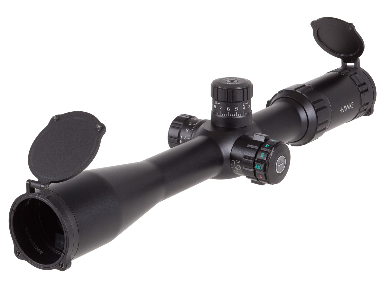 Hawke Sport Optics 4.5-14x42 AO Sidewinder Tactical Rifle Scope, Illuminated Half Mil-Dot Reticle, 1/4 MOA, 30mm Tube