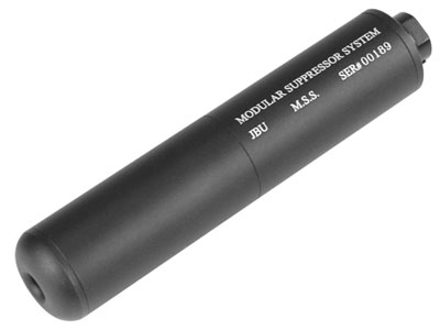 JBU Mock Airsoft Suppressor, 6.75", Aluminum, Incl. Barrel Extension