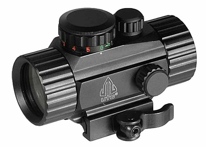 UTG 1x30mm Compact ITA Red/Green Circle Dot Sight, 1/2 MOA, Integral Quick-Detach Weaver/Picatinny Mount