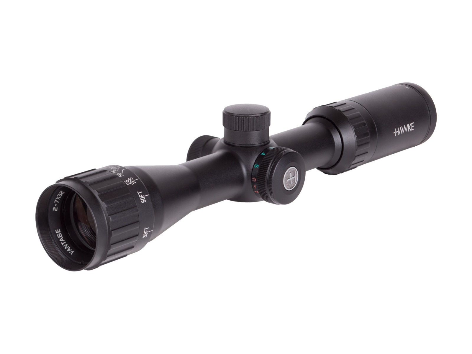 Hawke Sport Optics HD IR Series 2-7x32 AO Rifle Scope, Illuminated Mil-Dot Reticle, 1/4 MOA, 1 Tube