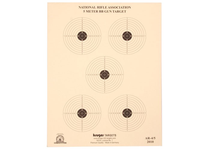 Kruger NRA 5 Meter BB Gun Target, 8.5"x11", 100ct